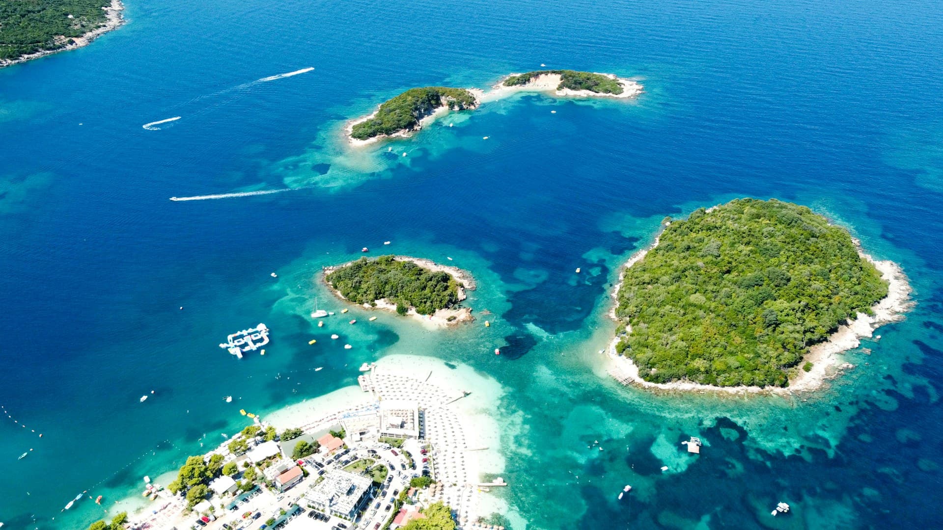 The turquoise Ksamil islands on the Albanian Riviera